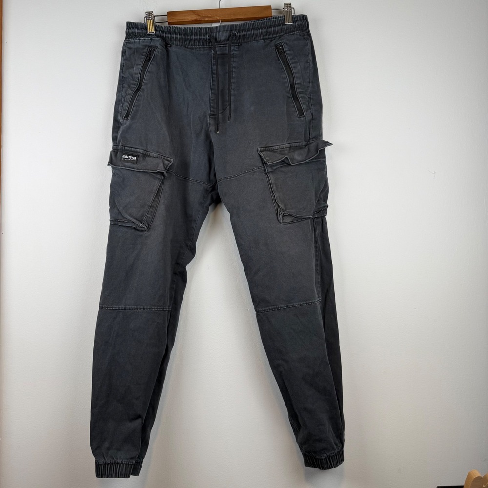 Hollister Skinny Cargo Jogger Mens Medium Black Stretch Gorpcore Utility Casual